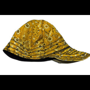 Handmade Welder’s Cap Size 6.5 Yellow/Black Floral Print